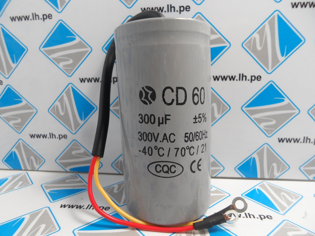 CD60                Condensador de arranque para motor eléctrico 300uF, 300VAC